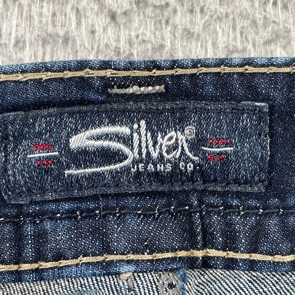 Silver Jeans Womens 16 Blue Suki Mid Straight Dark Wash Denim - Picture 3 of 10